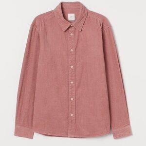 H&M corduroy shirt jacket dusty rose pink